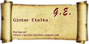 Ginter Etelka névjegykártya